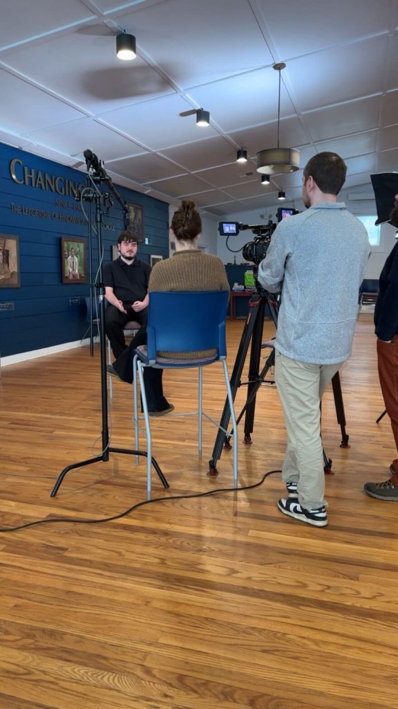 Picture of Alex Hall during KET interview.